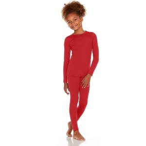 Thermajane Thermal Underwear for Kids Long Johns, Girls Thermal Underwear Set, Base Layer Kids Long Underwear(Red)
