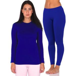 Thermajane XX-Small, Royal Blue Thermal Set Bundle | Thermal Shirts & Leggings for Women | Cozy, Flexible Fleece Lined Thermal Underwear Set for Cold Weather