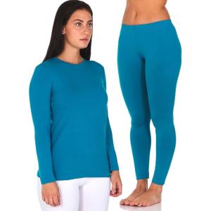 Thermajane XX-Small, Teal Thermal Set Bundle | Thermal Shirts & Leggings for Women | Cozy, Flexible Fleece Lined Thermal Underwear Set for Cold Weather