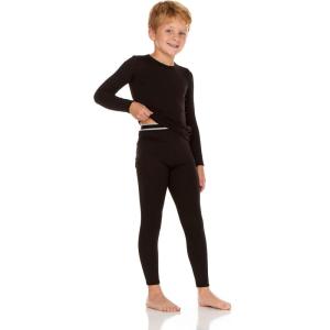 Thermajohn Thermal Underwear for Kids, Boys Thermal Underwear Set, Base Layers for Skiing, Long Johns for Boys Kids(Black)
