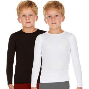 Thermajohn Thermal Underwear for Kids, Boys Thermal Underwear Set, Base Layers for Skiing, Long Johns for Boys Kids(Black and White)