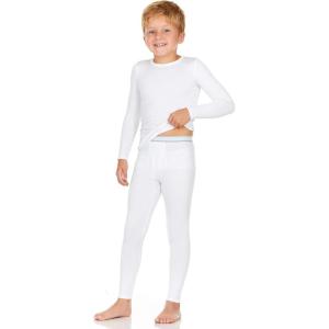 Thermajohn Thermal Underwear for Kids, Boys Thermal Underwear Set, Base Layers for Skiing, Long Johns for Boys Kids(White)