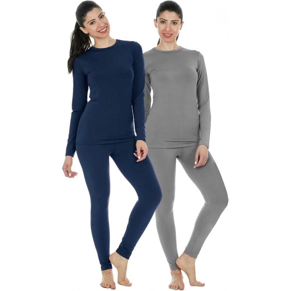 imageThermajane 2 Pack Thermal Underwear for Women Size 3XL Grey ampamp Navy
