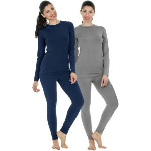 Thermajane 2 Pack Thermal Underwear for Women Size 3XL Grey & Navy