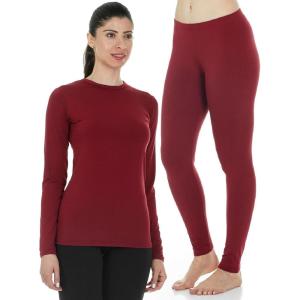 Thermajane X-Small, Red Thermal Set Bundle | Thermal Shirts & Leggings for Women | Cozy, Flexible Fleece Lined Thermal Underwear Set for Cold Weather