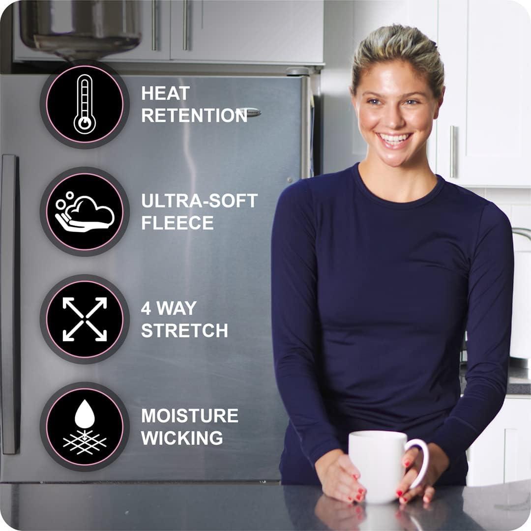 imageThermajane Medium Baby Pink Thermal Set Bundle Thermal Shirts ampamp Leggings for Women Cozy Flexible Fleece Lined Thermal Underwear Set for Cold Weather