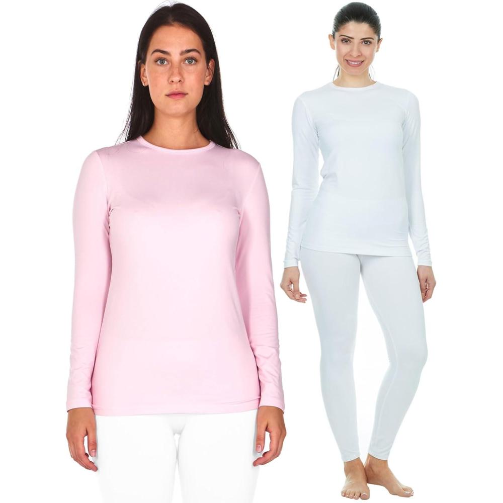 imageThermajane Thermal Top ampamp Set for Women Size 3XL Baby Pink White