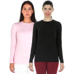 Thermajane 2 Pack Thermal Top for Women Size M Baby Pink & Black