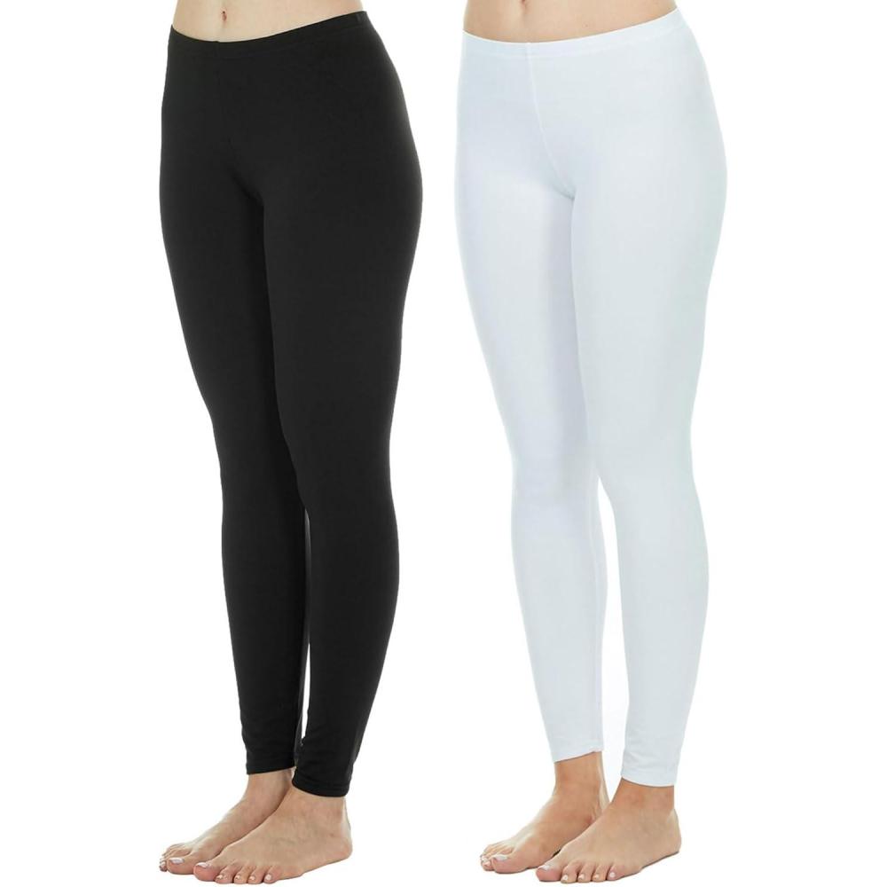 imageThermajane Thermal Leggings for Women Size 2XL 2 Pack White ampamp Black