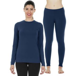 Thermajane X-Large, Navy Thermal Set Bundle | Thermal Shirts & Leggings for Women | Cozy, Flexible Fleece Lined Thermal Underwear Set for Cold Weather