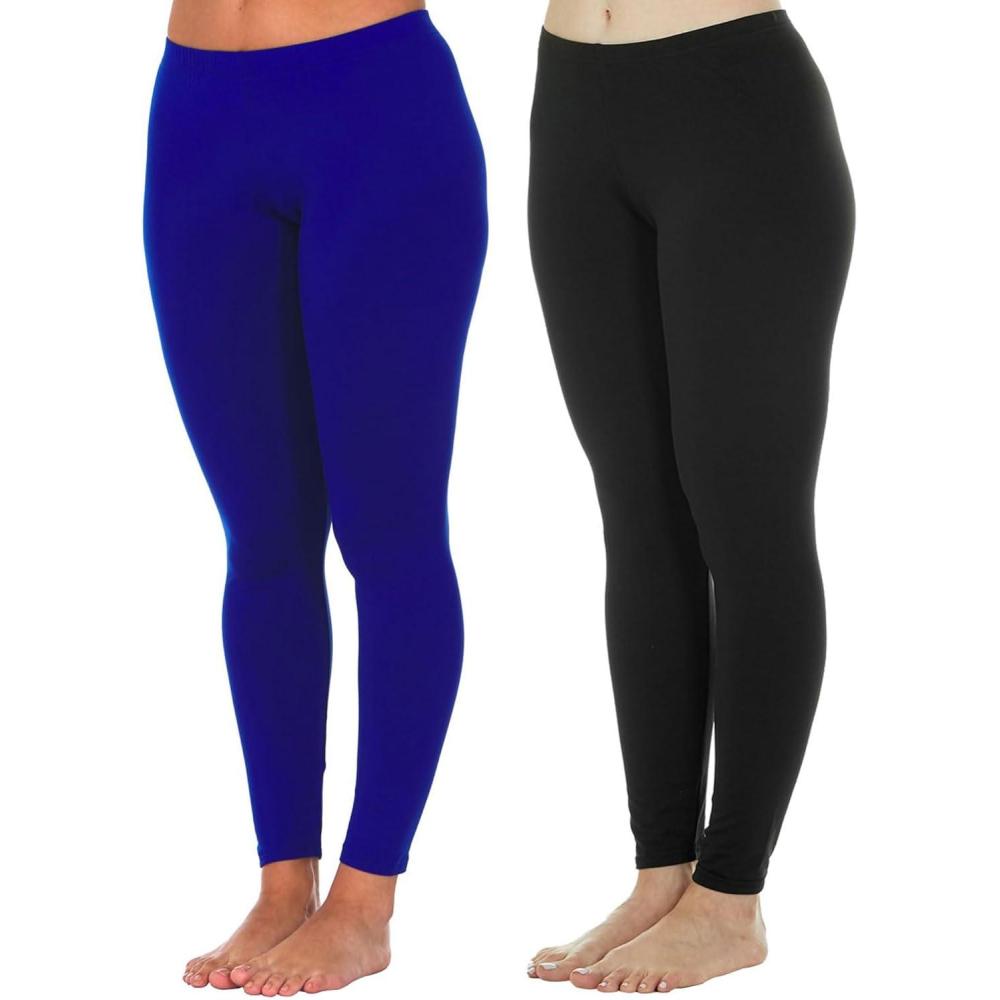 imageThermajane Thermal Leggings for Women Size 3XL 2 Pack Royal Blue amp Black