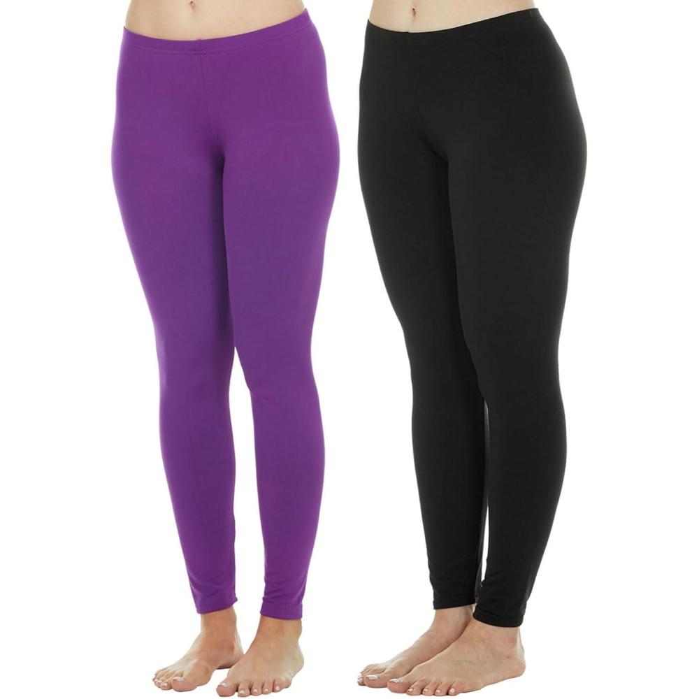 imageThermajane Thermal Leggings for Women Size 3XL 2 Pack Purple amp Black