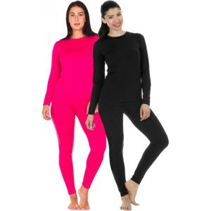 Thermajane 2 Pack Thermal Underwear for Women Size XXS Pink & Black