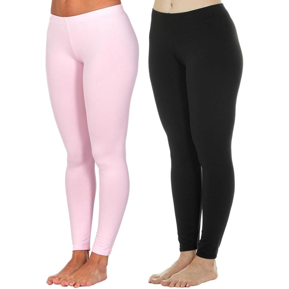 imageThermajane Thermal Leggings for Women Size 3XL 2 Pack Baby Pink amp Black