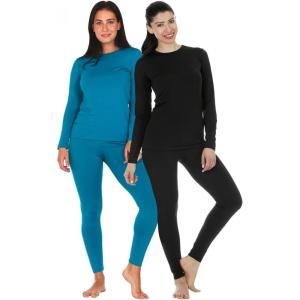 Thermajane 2 Pack Thermal Underwear for Women Size XXS Teal & Black