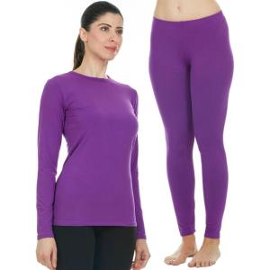 Thermajane XX-Small, Purple Thermal Set Bundle | Thermal Shirts & Leggings for Women | Cozy, Flexible Fleece Lined Thermal Underwear Set for Cold Weather