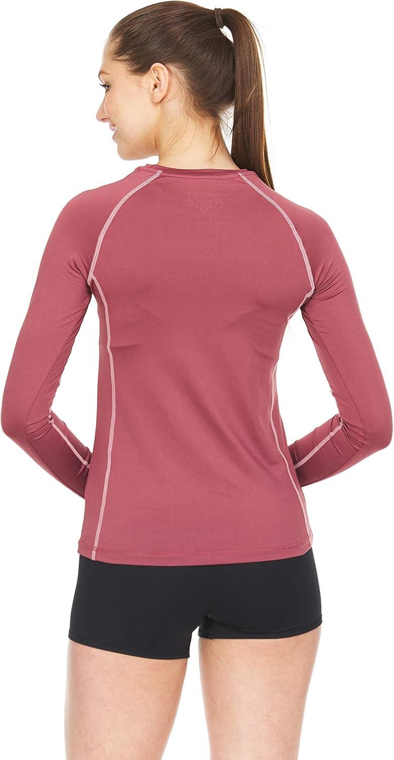 imageThermajane Womens Compression Long Sleeve TShirt for Athletic Workout and Running TopsWine