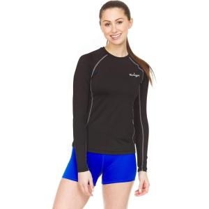 Thermajane Women’s Compression Long Sleeve T-Shirt for Athletic Workout and Running Tops(Black)