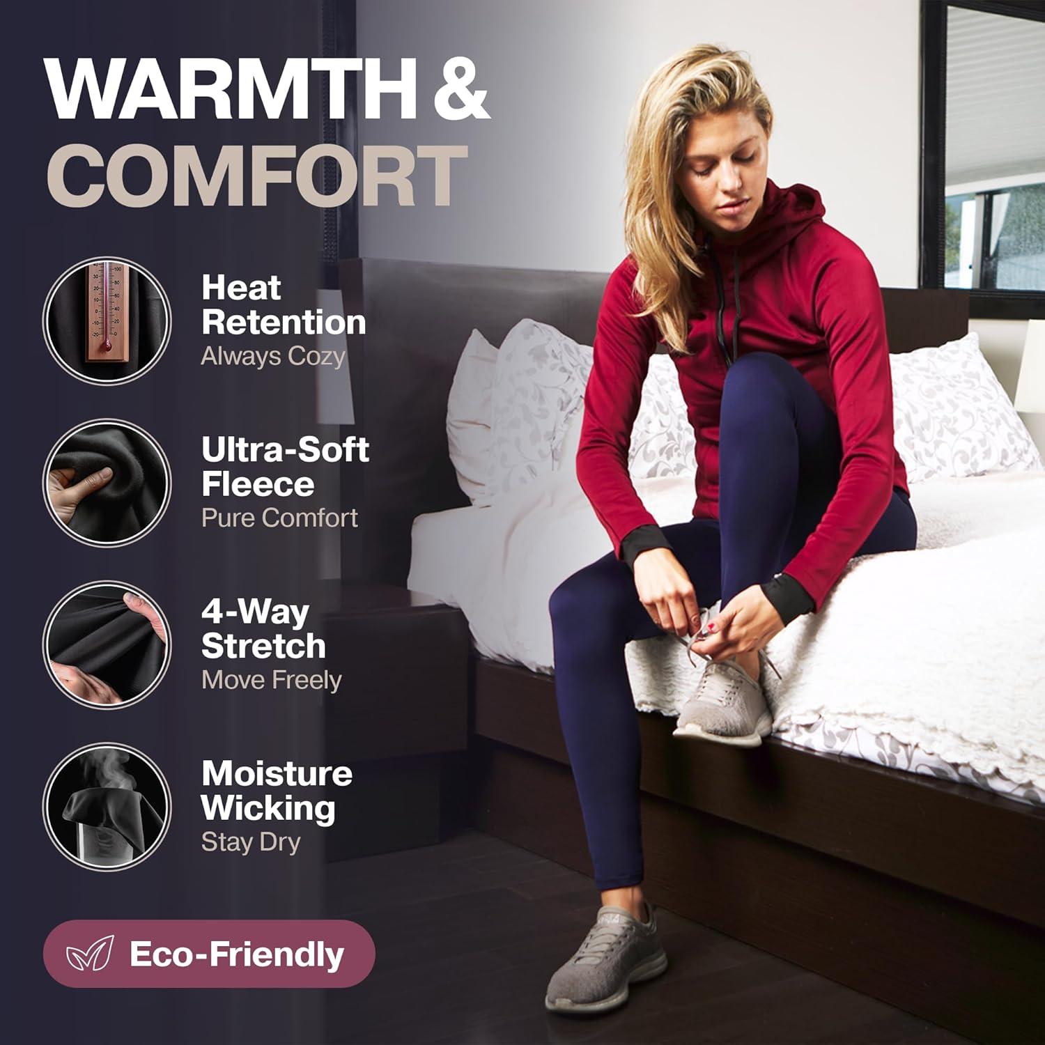 imageThermajane Long Johns for Women Thermal Leggings for Women Fleece Lined Thermal Underwear Bottoms Small Red