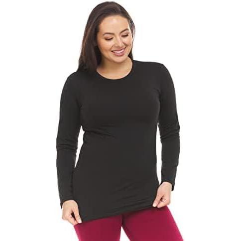 imageThermajane Long Sleeve Thermal Shirts for Women Cold Weather Womens Thermal Underwear Tops Base Layer Women Thermal Black 2XLarge