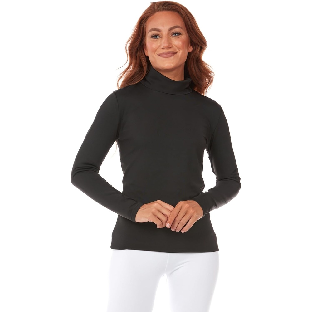 imageThermajane Black Turtleneck Shirt Women Thermal Womens Turtleneck Top Womens Thermal Long Sleeve Shirt Black Large